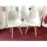 PAIR OF PLASTIC AND WOOD CHAIRS