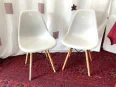 PAIR OF PLASTIC AND WOOD CHAIRS