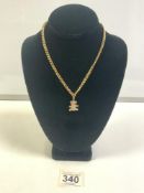 9CT GOLD NECKLACE, 6.56 GRAMS WITH A GEM SET TEDDY BEAR PENDANT