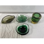 KAJ FRANCK TEARDROP GLASS DISH ,FLYGSFORS THREE COLOUR GLASS BOWL 19CMS,