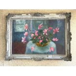 NORMAN MACKMIN, OIL ON BOARD, DANCING BLOSSOMS FRAMED