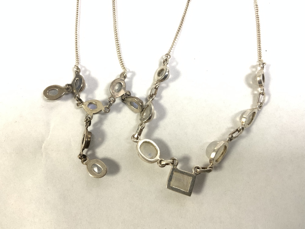 TWO MOONSTONE SET SILVER NECKLACES, ONE STAMPED 925 - Image 4 of 5