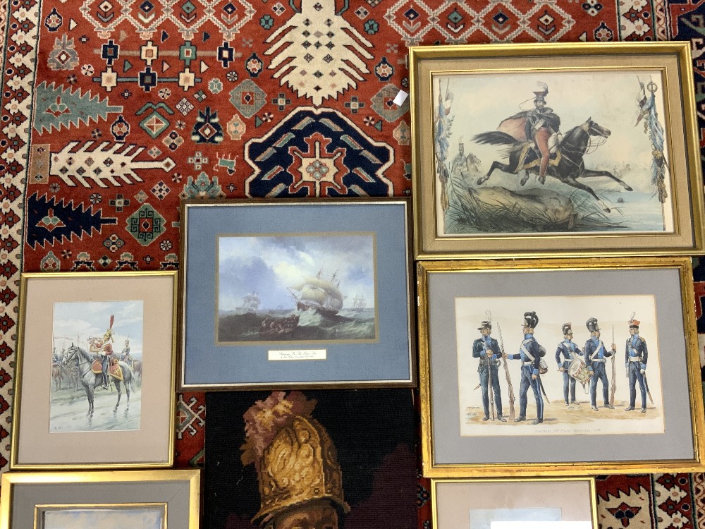 FIVE MILITARY-RELATED PRINTS AND A TAPESTRY SOLDIER PORTRAIT - Image 5 of 15