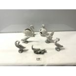 LLADRO SWAN, 15CMS, NAO SWAN, AND FIVE LLADRO GEESE