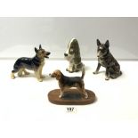 BESWICK FIGURE OF A CHAMPION BEAGLE WENDOVER BILLY, TWO CERAMIC ALSATIAN DOGS AND DROOPY DOG