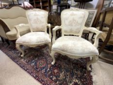 PAIR OF FRENCH LOUIS STYLE BEDROOM ARMCHAIRS