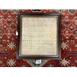 19TH CENTURY FRAMED SAMPLER - DONE BY MARY COVERDALE AT WHITBY, AGED 8 IN THE YEAR OF 1828, 30 X