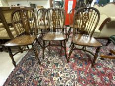SET OF SIX ELM AND ASH WHEEL BACK COUNTRY CHAIRS
