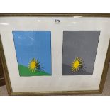 PATRICK HUGHES 1939 ENGLAND SILKSCREEN LIMITED EDITION SIGNED 'MY SUN'S HOLIDAY' FRAMED AND