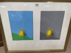 PATRICK HUGHES 1939 ENGLAND SILKSCREEN LIMITED EDITION SIGNED 'MY SUN'S HOLIDAY' FRAMED AND