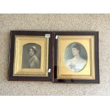 TWO FRAMED AND GLAZED PICTURES PICTURES OF LADIES