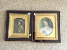 TWO FRAMED AND GLAZED PICTURES PICTURES OF LADIES