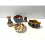 RORSTRUND SWEDEN SMALL CERAMIC PLANTER, WEST GERMAN VASE 15CMS, ITALIAN CERAMIC BOWL, AND TWO BRIGHT