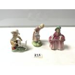 TWO ROYAL DOULTON FIGURES - 'MARY MARY' HN2044 AND 'BO PEEP' HN1811, AND A ROYAL WORCESTER FIGURE