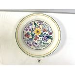 1970S POOLE WALL PLATE WITH FLORAL DECORATION, SIGNED V. HANSON (VERONICA) WAS AT POOLE FROM