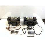 TWO FIELD TELEPHONE SETS F MARK II T. M. C. NO 181896, AND A PAIR OF MILITARY GLASSES