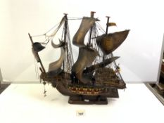 WOODEN MODEL OF A GALLEON