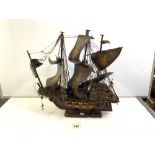 WOODEN MODEL OF A GALLEON