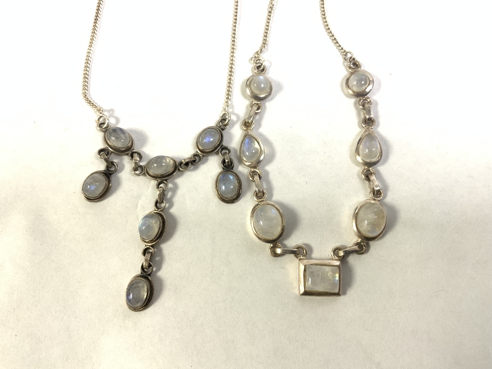 TWO MOONSTONE SET SILVER NECKLACES, ONE STAMPED 925 - Image 5 of 5