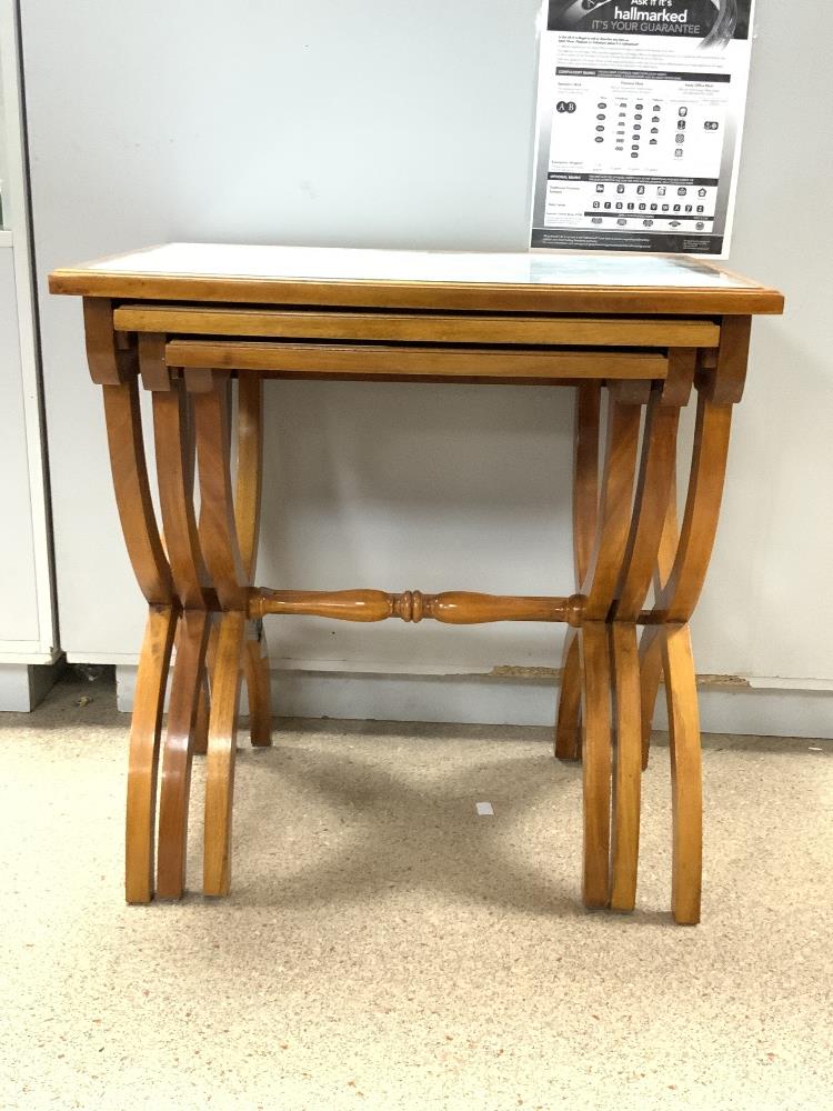 NEST OF THREE YEW WOOD REPRODUCTION TABLES - Image 2 of 3