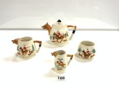 WIDECOMBE FOUR-PIECE HUNTING PATTERN TEA SET