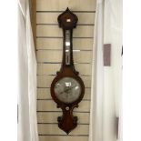 ANTIQUE BANJO BAROMETER AND THERMOMETER IN ROSEWOOD, 98CMS A/F
