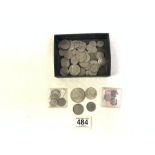 QUANTITY OF USED COINAGE WITH SILVER CONTENT 19TH/20TH CENTURY