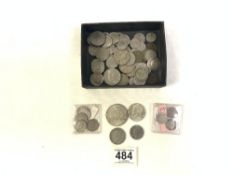 QUANTITY OF USED COINAGE WITH SILVER CONTENT 19TH/20TH CENTURY