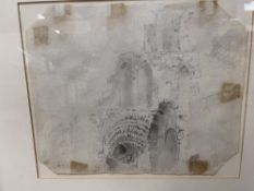 JOHN CONSTABLE STYLE PENCIL DRAWING ST BOTOLPH'S FRAMED AND GLAZED, 45 X 40CMS