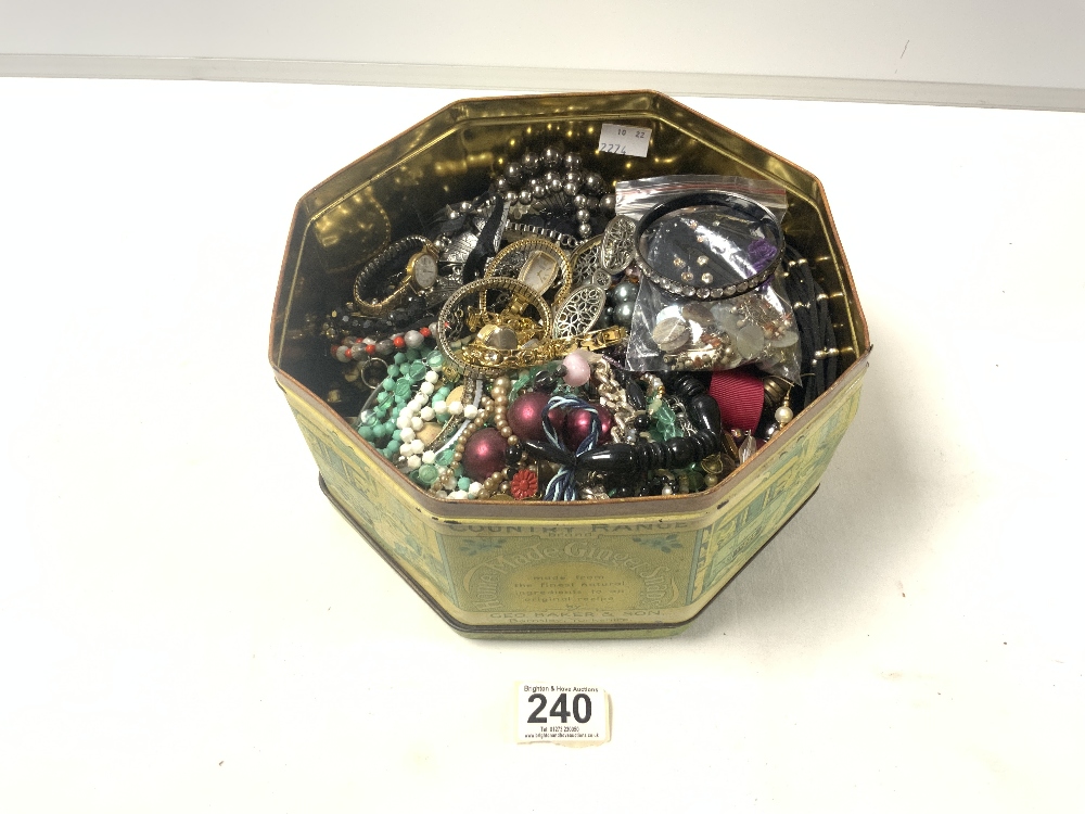 A QUANTITY OF COSTUME JEWELLERY, AND FOUR LADIES WRIST WATCHES