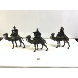 VINTAGE BRONZE FONTANINI THREE WISE KINGS ON CAMELS, 24CMS