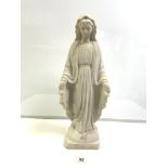 DEL TORRIONE - CARVED HEAVY ALABASTER STATUE OF MADONNA - SIGNED TO BACK, 60CMS