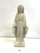 DEL TORRIONE - CARVED HEAVY ALABASTER STATUE OF MADONNA - SIGNED TO BACK, 60CMS