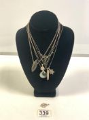 925 SILVER AND OVAL STONE SET PENDANT ON A CHAIN, HALLMARKED SILVER TOBLERONE PENDANT ON CHAIN,