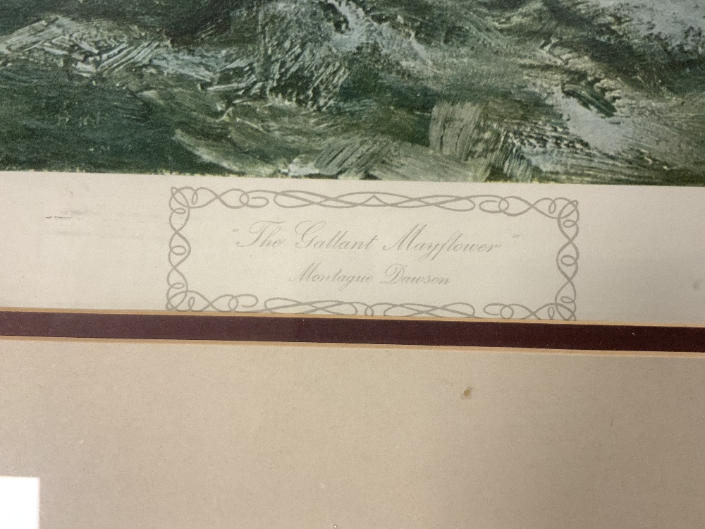 GILT FRAMED LIMITED EDITION PRINT - 'THE GALLANT MAYFLOWER' BY MONTAGUE DAWSON - SIGNED IN PENCIL BY - Image 5 of 7