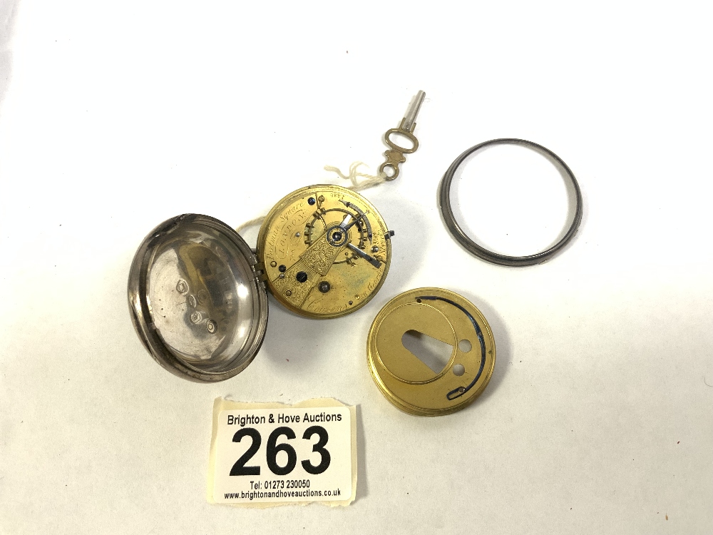 HALLMARKED SILVER KEY WIND POCKET WATCH WITH WHITE ENAMEL DIAL, MAKER COUSENS 796 IN CASE - Image 5 of 7