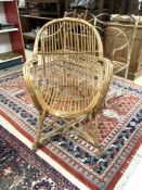 WICKER AND BAMBOO ARMCHAIR