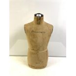 VINTAGE CHILD'S TORSO DRESS MAKERS DUMMY MADE BY KENNETT AND LINDSEY LTD ENGLAND, MODEL CC71, 60CMS