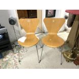 TWO 1980'S BENTWOOD AND CHROME KITCHEN CHAIRS