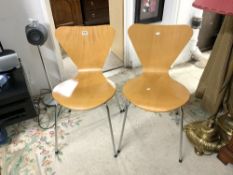 TWO 1980'S BENTWOOD AND CHROME KITCHEN CHAIRS