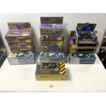 A BAN DAI BOX BATMOBILE AND QUANTITY OF TOY BIZ BOXED BATMOBILES AND BATCYCLES, WITH TWO OTHER BOXED