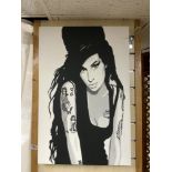 SIGNED CANVAS PAINTING 2012 OF AMY WINEHOUSE, 76 X 52CMS