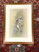 WATERCOLOUR STUDY OF 'LONG-TAILED TITS' SIGNED IAN BOWLES, 28 X 46CMS