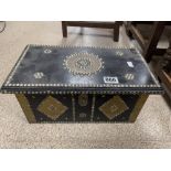 MIDDLE EASTERN STYLE BOX WITH BRASS DETAILING STUDS, 42 X 23 X 20CMS