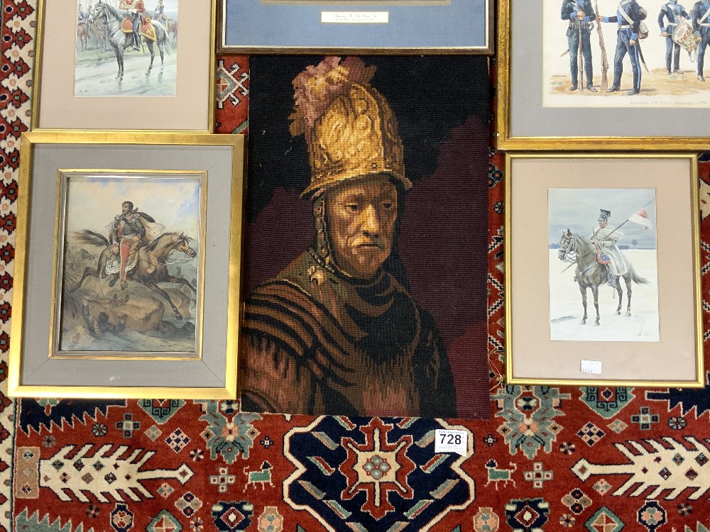 FIVE MILITARY-RELATED PRINTS AND A TAPESTRY SOLDIER PORTRAIT - Image 3 of 15