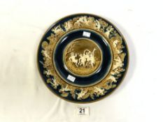 SCHUTZ BLANSKO LATE 19TH CENTURY RELIEF DECORATED CHARGER WITH PATTI AT PLAY BORDER AND CENTRE, MADE