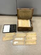 LEATHER CASE CONTAINING MICROSCOPE GLASS SLIDES OF VARIOUS