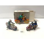 CLOCKWORK MOTORBIKE TOY IN ORIGINAL BOX MADE IN USSR, AND TWO OTHERS MADE IN CHINA