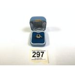 9CT GOLD HALLMARKED SAPPHIRE AND CUBIC ZIRCONIA DRESS RING, 2.4 GRAMS