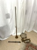 A VINTAGE COPPER AND BRASS BUGLE, A VINTAGE COPPER HUNTING HORN, A HANDMADE WOODEN FLUTE, AND A